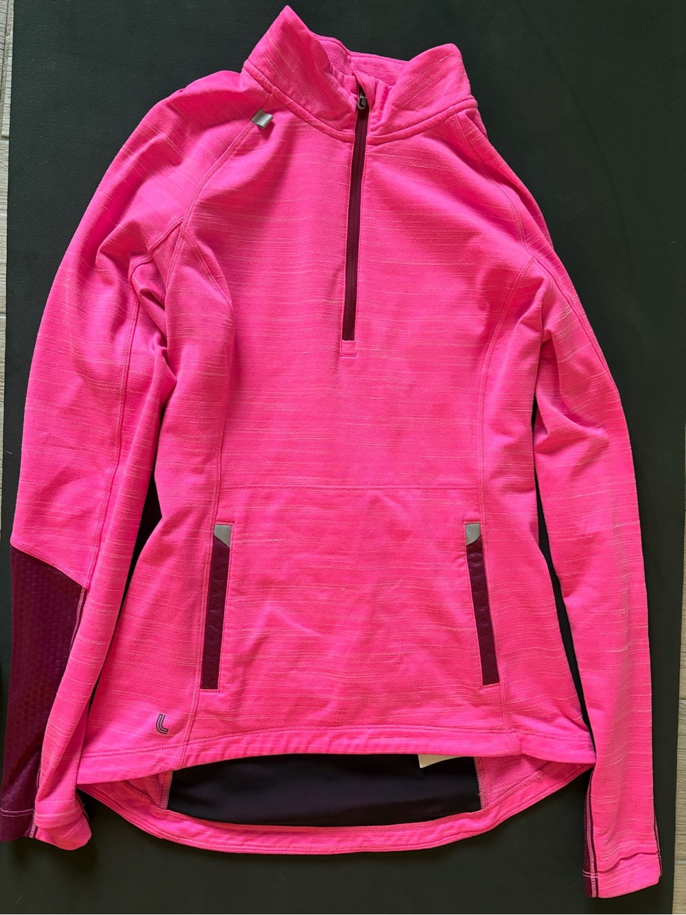 Lole Women's Half-Zip Pullover Hoodie - Hot Pink with Burgundy Accents